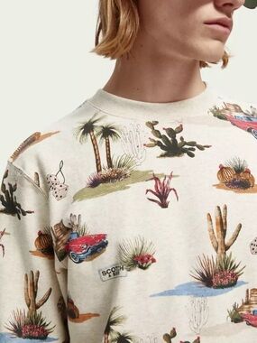 Scotch & Soda Men’s’ 
Allover-Print Crew Sweatshirt - Size Small